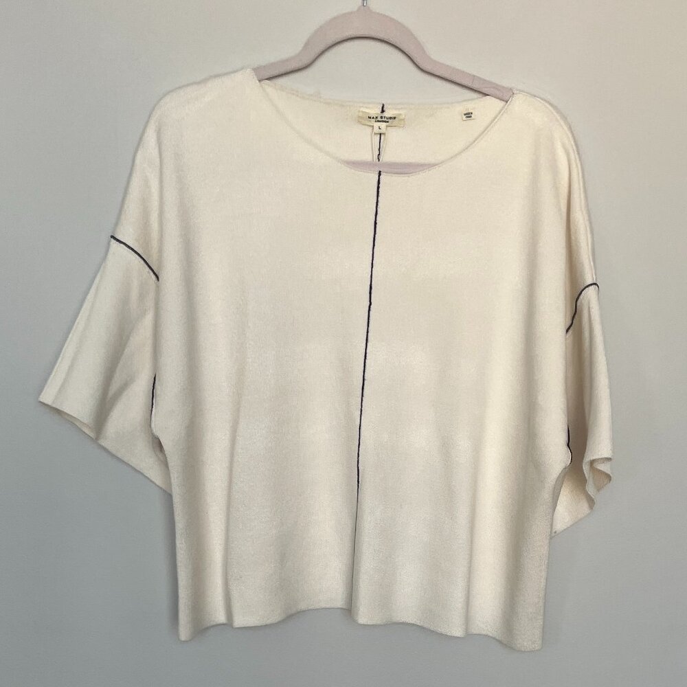 NWT Max Studio Cream with Black Boxy Sweater L